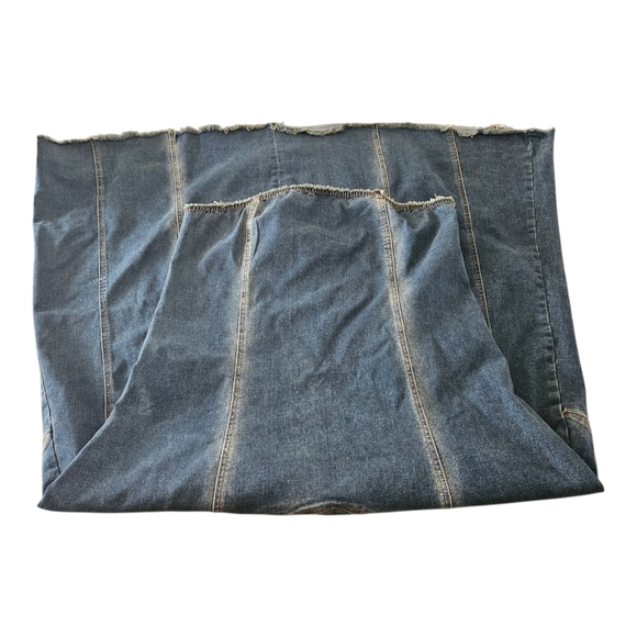 Forever 21+ Strapless Blue Jean Frayed Dress Size 1X Y2k Maxi - Picture 4 of 7